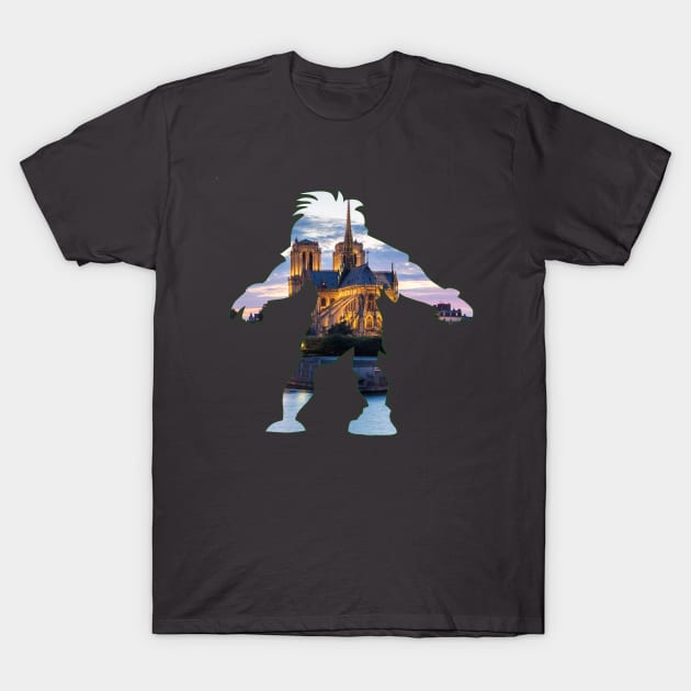 Smagnaferous Hunchback Quasimodo View of Notre Dame Grey T Shirt